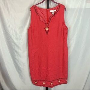 Prophecy Linen Blend Embroidered Beaded Dress, size 18